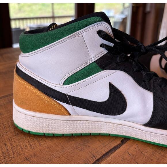 Nike Air Jordan 1 Retro Mid SE Oakland Shoes Sneakers Green Yellow Mens Size 13 - Picture 2 of 16